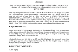 Kế hoạch 19/KHLT/SLĐTBXH-ĐTNCSHCM tiếp tục thực hiện chế độ trợ cấp khó khăn