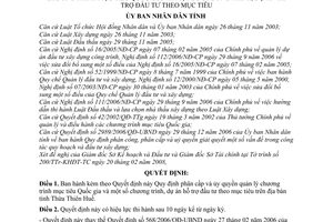 Quyết định 778/2008/QĐ-UBND phân công  ủy quyền quản lý chương trình mục tiêu quốc gia