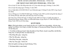 Quyết định 1249/QĐ-UBND 2008 quy hoạch chi tiết xây dựng tỷ lệ 1/2000 cụm công nghiệp Tam Phước Bà Rịa Vũng Tàu