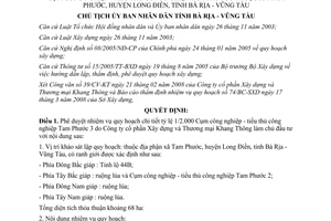 Quyết định 1248/QĐ-UBND 2008 phê duyệt quy hoạch chi tiết tỷ lệ 1/2000 cụm công nghiệp Tam Phước 3 Bà Rịa Vũng Tàu