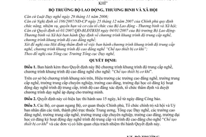 Quyết định  18/2008/QĐ-BLĐTBXH  Chương trình khung trình độ trung cấp nghề, trình độ cao đẳng nghề cho nghề “”