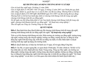 Quyết định 19/2008/QĐ-BLĐTBXH  Chương trình khung trình độ trung cấp nghề, trình độ cao đẳng nghề cho nghề “kỹ thuật máy nông nghiệp”