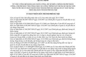 Quyết định 18/2008/QĐ-UBND  công bố bảng giá nhân công, hệ số điều chỉnh chi phí nhân công, máy thi công cho CTXD sử dụng vốn nhà nước