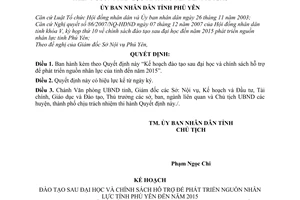 Quyết định 372/2008/QĐ-UBND Kế hoạch đào tạo sau đại học chính sách hỗ trợ