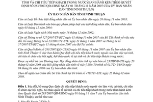 Quyết định 53/2008/QĐ-UBND sửa đổi Quy định chi tiêu tiếp khách nước ngoài