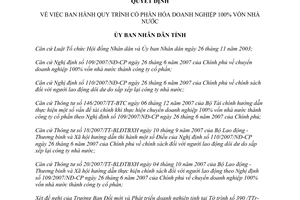 Quyết định 527/QĐ-UBND 2008 Quy trình cổ phần hoá doanh nghiệp 100% vốn nhà nước Thừa Thiên Huế