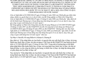 Thông tư 40/2008/TT-BNN quy định Luật thương mại hoạt động mua bán hàng hóa quốc tế đại lý mua bán gia công hàng hóa sửa đổi 101/2007/TT-BNN