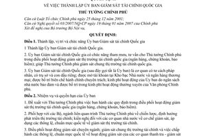 Quyết định 34/2008/QĐ-TTg  thành lập Ủy ban giám sát tài chính quốc gia