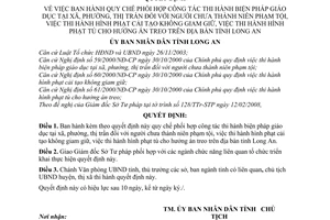 Quyết định  09/2008/QĐ-UBND quy chế phối hợp công tác thi hành biện pháp giáo dục tại xã, phường, thị trấn đối với người chưa thành niên phạm tội
