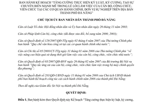 Quyết định 1866/QĐ-UBND Tăng cường kỷ luật chuyển biến lề lối làm việc cán bộ công viên chức Đà Nẵng