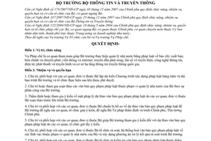 Quyết định  01/2008/QĐ-BTTTT  quy định chức năng, nhiệm vụ, quyền hạn và cơ cấu tổ chức của Vụ Pháp chế