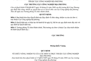 Quyết định 17/QĐ-CNDP chức năng, nhiệm vụ các đơn vị Cục Công nghiệp địa phương