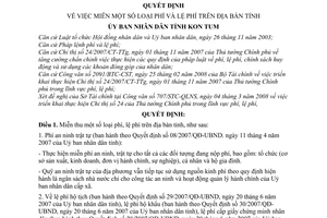 Quyết định 10/2008/QĐ-UBND  miễn một số loại phí và lệ phí trên địa bàn tỉnh