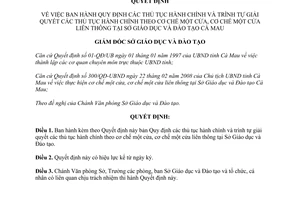 Quyết định 315/QĐ-SGD&ĐT năm 2008 Quy định trình tự giải quyết thủ tục