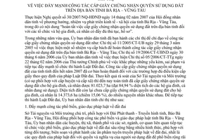 Chỉ thị 09/2008/CT-UBND đẩy mạnh công tác cấp giấy chứng nhận quyền sử dụng đất địa bàn Bà Rịa – Vũng Tàu