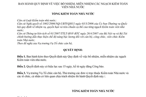 Quyết định  04/2008/QĐ-KTNN   quy định về việc bổ nhiệm, miễn nhiệm các ngạch kiểm toán viên nhà nước