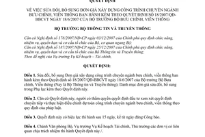 Quyết định 05/2008/QĐ-BTTTT sửa đổi Đơn giá xây dựng công trình chuyên ngành bưu chính, viễn thông kèm QĐ 18/2007/QĐ-BBCVT