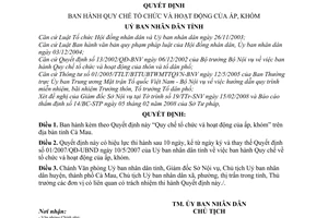 Quyết định  06/2008/QĐ-UBND  quy chế tổ chức và hoạt động của ấp, khóm