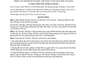 Quyết định 381/QĐ-UBND năm 2008 nhập thành Sở văn hóa thể thao du lịch An Giang