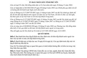 Quyết định 418/2008/QĐ-UBND mức chi đón tiếp khách nước ngoài vào làm việc Phú Yên