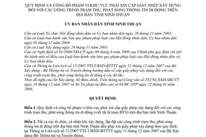 Quyết định 59/2008/QĐ-UBND công bố phạm vi khu vực phải xin cấp giấy phép