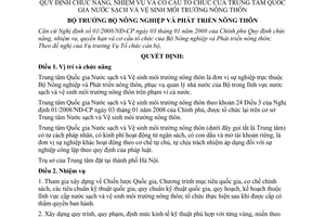 Quyết định  45/2008/QĐ-BNN  quy định chức năng, nhiệm vụ và cơ cấu tổ chức của Trung tâm quốc gia nước sạch và vệ sinh môi trường nông thôn