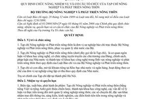 Quyết định 44/2008/QĐ-BNN  quy định chức năng, nhiệm vụ và cơ cấu tổ chức của Tạp chí nông nghiệp và phát triển nông thôn