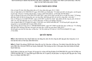 Quyết định  09/2008/QĐ-UBND quy định nội dung chi, mức chi phục vụ công tác phổ cập giáo dục trung học cơ sở trên địa bàn tỉnh