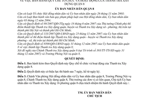 Quyết định  02/2008/QĐ-UBND quy chế tổ chức và hoạt động của thanh tra xây dựng quận 8