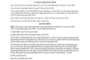 Quyết định 438/QĐ-UBND năm 2008 phê duyệt Quy hoạch phát triển Công nghệ