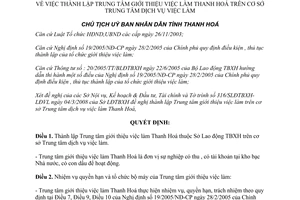Quyết định 570/QĐ-UBND 2008 thành lập Trung tâm giới thiệu việc làm tỉnh Thanh Hóa