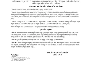 Quyết định 07/2008/QĐ-UBND phân vùng vị trí đất nông thôn đô thị làm căn cứ định giá đất Sóc Trăng