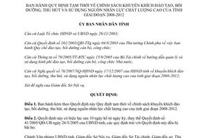 Quyết định 10/2008/QĐ-UBND Quy định tạm thời chính sách khuyến khích đào tạo