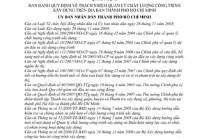 Quyết định 15/2008/QĐ-UBND  quy định về trách nhiệm quản lý chất lượng công trình xây dựng trên địa bàn  Hồ Chí Minh