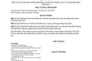 Quyết định 37/2008/QĐ-TTg  phê duyệt chương trình phổ biến, giáo dục pháp luật từ năm 2008 đến năm 2012