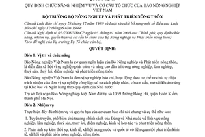 Quyết định  46/2008/QĐ-BNN  quy định chức năng, nhiệm vụ và cơ cấu tổ chức của Báo Nông nghiệp Việt Nam