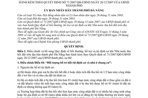 Quyết định 18/2008/QĐ-UBND điều chỉnh và bổ sung QĐ bồi thường, hỗ trợ và tái định cư khi Nhà nước thu hồi đất trên địa bàn Đà Nẵng QĐ 71/2007/QĐ-UBND