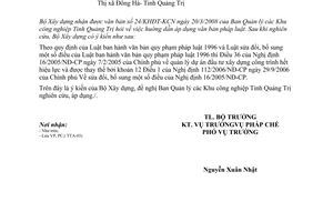 Công văn  04/BXD-PC  áp dụng văn bản pháp luật