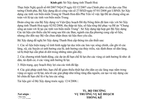 Công văn  56/BXD-KHTK cung cấp tài liệu phục vụ “Đề án chung sống an toàn với lũ tại các tỉnh ven biển miền Trung”.