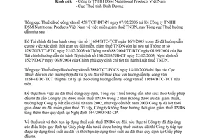 Công văn  1353/TCT-PC miễn giảm thuế TNDN