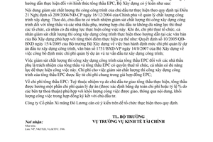 Công văn  46/BXD-KTTC Thực hiện hình thức tổng thầu EPC.