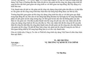 Công văn 43/BXD-KTTC Chi phí tư vấn giám sát thi công XD công trình bổ sung
