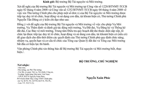 Công văn 2346/VPCP-TCCV cho phép đơn vị của Bộ Tài nguyên và Môi trường tiếp tục duy trì tổ chức, hoạt động và sử dụng con dấu, tài khoản hiện có