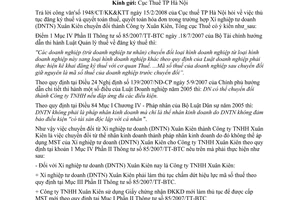 Công văn  1461/TCT-CS  Chuyển đổi từ DNTN thành Công ty TNHH