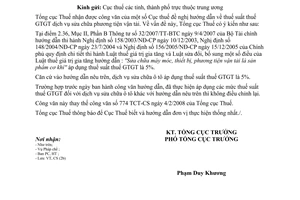 Công văn  1456/TCT-CS thuế suất thuế GTGT dịch vụ sửa chữa phương tiện vận tải