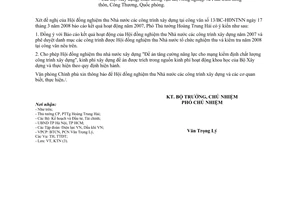 Công văn  2414/VPCP-KTN Danh mục các công trình HĐNTNN tổ chức kiểm tra, nghiệm thu  2008