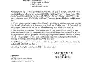 Công văn 2529/VPCP-KTTH quyết toán dự án đường Hồ Chí Minh giai đoạn 1