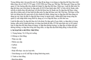 Công văn  1450/BVHTTDL-KHTC Tiêu chuẩn Xe đạp đua thể thao