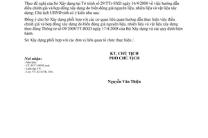 Công văn 1197/UBND-XD điều chỉnh giá và hợp đồng xây dựng do biến động giá