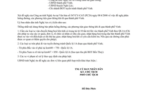 Công văn 2433/UBND-CN phân luồng đường phương tiện giao thông